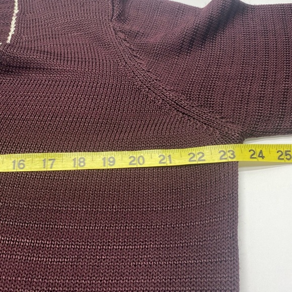 Reiss Women’s Burgundy V-Neck Sweater with white trim XL shoulder pads - Picture 8 of 15